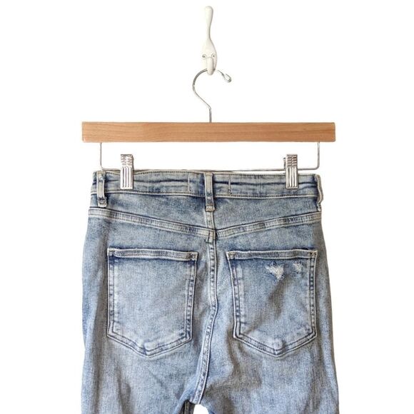 Free People Light Wash Sabrina Skinny Fray Jeans Light Bleach Indigo Size 26 - Picture 6 of 8